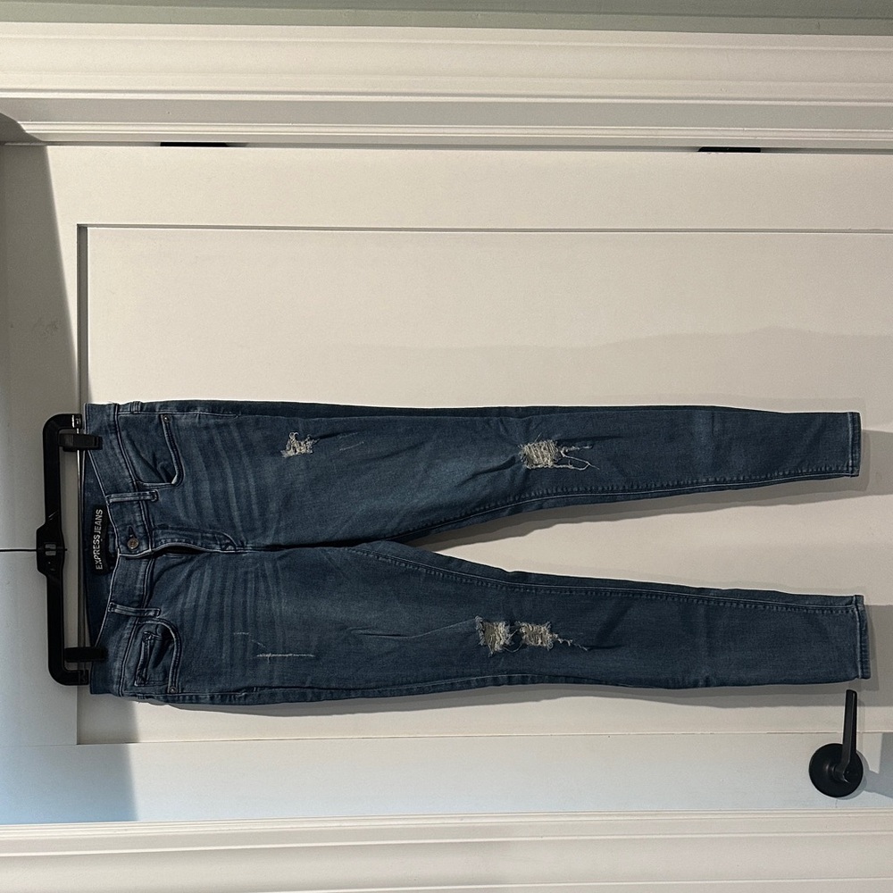 Express ultimate stretch legging mid rise Distressed Blue Jeans